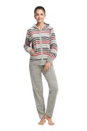 Dres damski długi 341 welurowy 2XL szary w paski Luna Dres damski długi 341 welurowy 2XL szary w paski Luna
