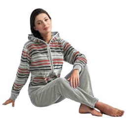 Dres damski długi 341 welurowy 2XL szary w paski Luna