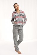Dres damski długi 341 welurowy 2XL szary w paski Luna Dres damski długi 341 welurowy 2XL szary w paski Luna