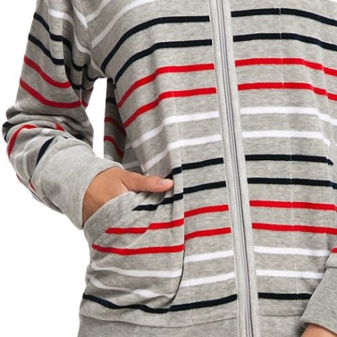 Dres damski długi 341 welurowy 2XL szary w paski Luna Dres damski długi 341 welurowy 2XL szary w paski Luna
