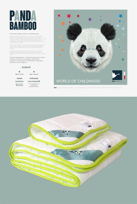 Kołdra antyalergiczna 100x135 + poduszka 40x60 Babies Panda Bamboo 400g+50g komplet dziecięcy biały AMZ Kołdra antyalergiczna 100x135 + poduszka 40x60 Babies Panda Bamboo 400g+50g komplet dziecięcy biały AMZ