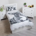 Pościel bawełniana 140x200 Pies Buldog francuski biała szara grochy 7203 poszewka 70x90 Pościel bawełniana 140x200 Pies Buldog francuski biała szara grochy 7203 poszewka 70x90
