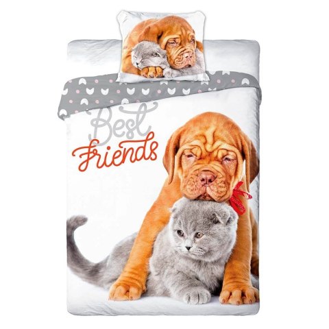 Pościel bawełniana 140x200 Piesek i Kotek 6199 pies kot Best Friends szczeniaczek i kociaczek poszewka 70x90 Pościel bawełniana 140x200 Piesek i Kotek 6199 pies kot Best Friends szczeniaczek i kociaczek poszewka 70x90