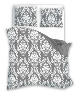 Pościel bawełniana 160x200 Glamour 005 szara biała ornament Faro 01