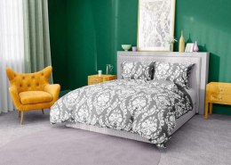 Pościel bawełniana 160x200 Glamour 005 szara biała ornament Faro 01