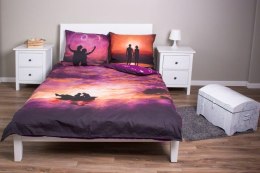 Pościel bawełniana 160x200 Zakochana para na łodzi na tle zachodzącego słońca Amore 004 Walentynki 7026 Faro