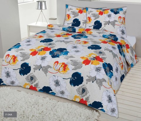 Pościel flanelowa 200x220 F-54A malowane kwiaty pomarańczowe granatowe Pościel flanelowa 200x220 F-54A malowane kwiaty pomarańczowe granatowe
