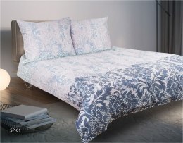 Pościel satynowa 220x200 01A Premium orientalna pudrowa różowa biała szara grantowa Matex