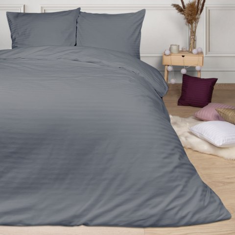 Poszewka satynowa 50x60 antracytowa szara pasy jednobarwna Cizgili adamaszkowa Poszewka satynowa 50x60 antracytowa szara pasy jednobarwna Cizgili adamaszkowa