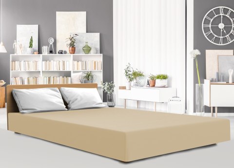 Prześcieradło jersey elastan 180x200 z gumką piaskowe 26 na wysoki materac 25 cm Luxury Prześcieradło jersey elastan 180x200 z gumką piaskowe 26 na wysoki materac 25 cm Luxury