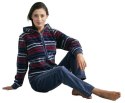 Dres damski długi 341 welurowy 3XL indygo w paski Luna Dres damski długi 341 welurowy 3XL indygo w paski Luna