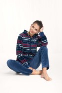 Dres damski długi 341 welurowy 3XL indygo w paski Luna Dres damski długi 341 welurowy 3XL indygo w paski Luna
