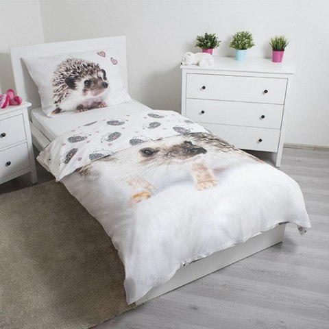 Pościel bawełniana 140x200 Jeż Jeże 9306 Jeżyki białe serduszka różowe poszewka 70x90 Pościel bawełniana 140x200 Jeż Jeże 9306 Jeżyki białe serduszka różowe poszewka 70x90
