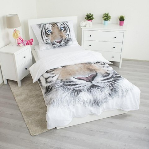 Pościel bawełniana 140x200 Tygrys biały 8088 Tiger white poszewka 70x90 Pościel bawełniana 140x200 Tygrys biały 8088 Tiger white poszewka 70x90