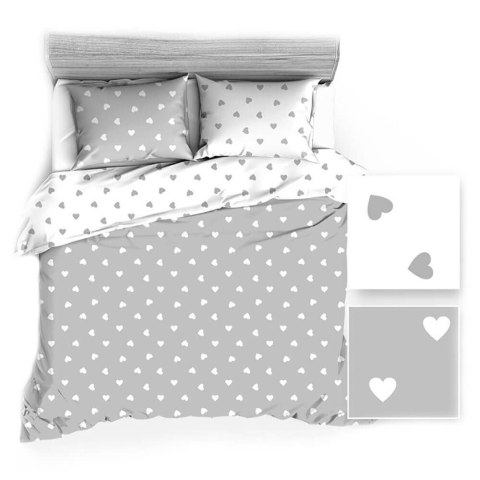 Pościel bawełniana 160x220 R112 biała szara serca serduszka 275D 274D Pościel bawełniana 160x220 R112 biała szara serca serduszka 275D 274D