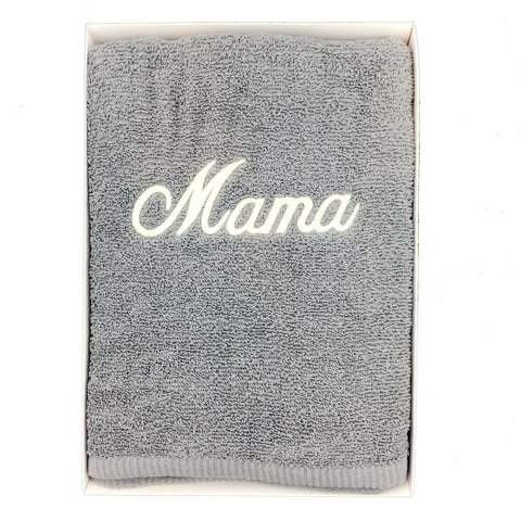 Prezent dla mamy ręcznik 70x140 na Dzień Matki Mama szary jasny kremowy w pudełku Prezent dla mamy ręcznik 70x140 na Dzień Matki Mama szary jasny kremowy w pudełku