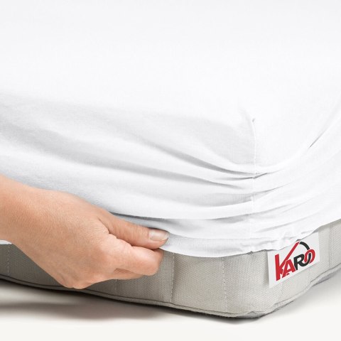 Prześcieradło jersey z gumką 70x160 białe 001 grube 150g/m2 KARO Prześcieradło jersey z gumką 70x160 białe 001 grube 150g/m2 KARO