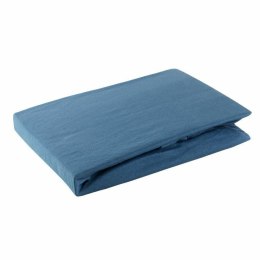 Prześcieradło satynowe z gumką 220x200 Nova granatowe na wysoki materac 30 cm Eurofirany