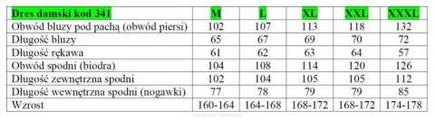 Dres damski długi 341 welurowy M indygo w paski Luna Dres damski długi 341 welurowy M indygo w paski Luna