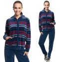 Dres damski długi 341 welurowy M indygo w paski Luna Dres damski długi 341 welurowy M indygo w paski Luna