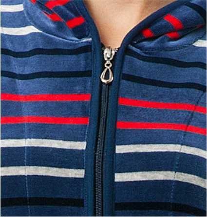Dres damski długi 341 welurowy M indygo w paski Luna Dres damski długi 341 welurowy M indygo w paski Luna