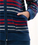 Dres damski długi 341 welurowy M indygo w paski Luna Dres damski długi 341 welurowy M indygo w paski Luna