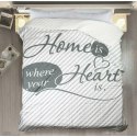 Narzuta dekoracyjna 170x210 Alva home is heart dom jest sercem biała srebrna stalowa paski