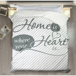 Narzuta dekoracyjna 170x210 Alva home is heart dom jest sercem biała srebrna stalowa paski