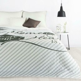 Narzuta dekoracyjna 170x210 Alva home is heart dom jest sercem biała srebrna stalowa paski