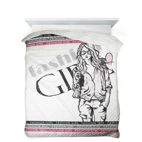 Narzuta dekoracyjna 200x220 Dora fashion girl dziewczyna mody biała różowa czarna Narzuta dekoracyjna 200x220 Dora fashion girl dziewczyna mody biała różowa czarna