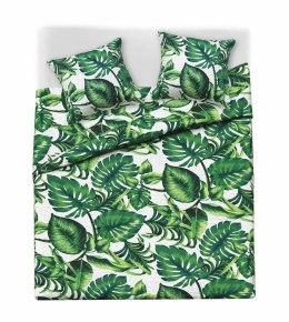 Narzuta dekoracyjna 240x260 biała liście monstera palmy pikowana Palms
