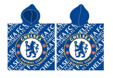 Poncho dla dzieci 60x120 Chelsea 1718 Londyn Herb Football Club niebieskie ręcznik z kapturem Poncho dla dzieci 60x120 Chelsea 1718 Londyn Herb Football Club niebieskie ręcznik z kapturem