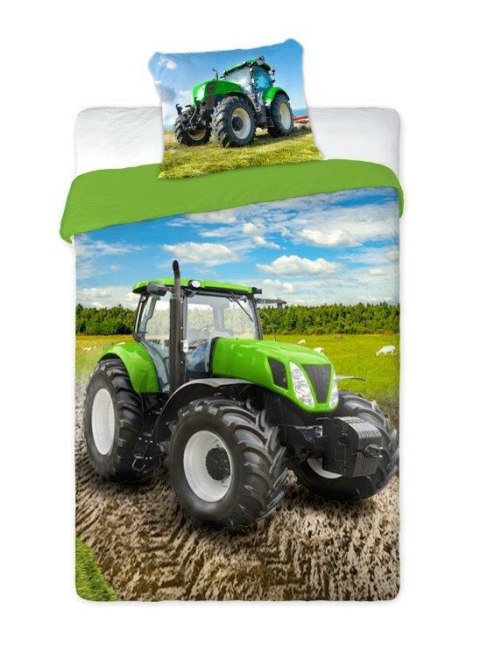 Pościel bawełniana 160x200 Traktor 2556 zielony pole wieś Turbo Pościel bawełniana 160x200 Traktor 2556 zielony pole wieś Turbo