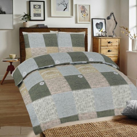 Pościel flanelowa 220x200 F-67A-1 łatki napisy beżowa szara grafitowa Pościel flanelowa 220x200 F-67A-1 łatki napisy beżowa szara grafitowa