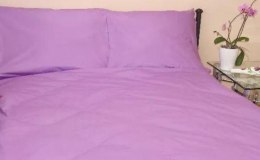 Pościel z kory 160x200 wrzosowa 09 jednobarwna 100% bawełna guziki