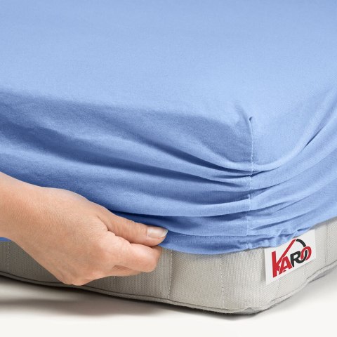 Prześcieradło jersey z gumką 160x220 błękitne 028 grube 150g/m2 KARO Prześcieradło jersey z gumką 160x220 błękitne 028 grube 150g/m2 KARO