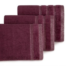 Ręcznik Glory 70x140 bordo bordowy z welurową bordiurą i błyszczącą nicią 500g70x140m2 Eurofirany