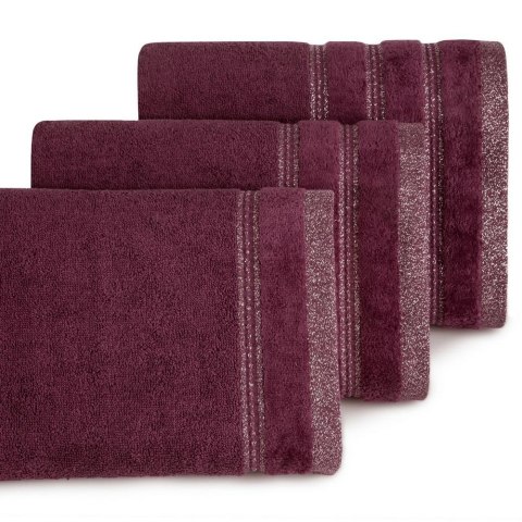 Ręcznik Glory 70x140 bordo bordowy z welurową bordiurą i błyszczącą nicią 500g70x140m2 Eurofirany Ręcznik Glory 70x140 bordo bordowy z welurową bordiurą i błyszczącą nicią 500g70x140m2 Eurofirany