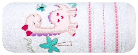 Ręcznik dziecięcy 75x75 Baby 29 biały różowy dinozaur 450g/m2 Eurofirany Ręcznik dziecięcy 75x75 Baby 29 biały różowy dinozaur 450g/m2 Eurofirany