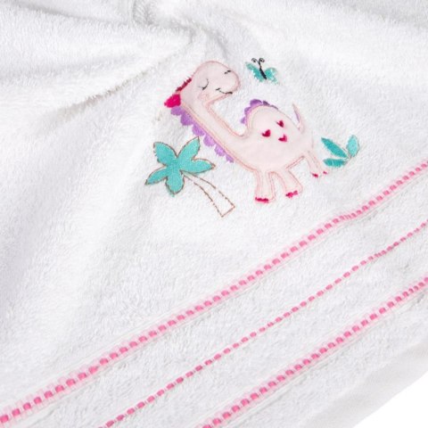 Ręcznik dziecięcy 75x75 Baby 29 biały różowy dinozaur 450g/m2 Eurofirany Ręcznik dziecięcy 75x75 Baby 29 biały różowy dinozaur 450g/m2 Eurofirany