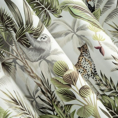 Zasłona gotowa na przelotkach 140x250 Jungle dżungla biała zielona Zasłona gotowa na przelotkach 140x250 Jungle dżungla biała zielona