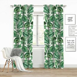 Zasłona gotowa na przelotkach 140x250 biała liście monstera palmy Palms