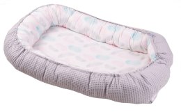 Gniazdko niemowlęce Prestige kokon 55x80 szare pastelowe piórka otulacz dwustronny TB0355_01