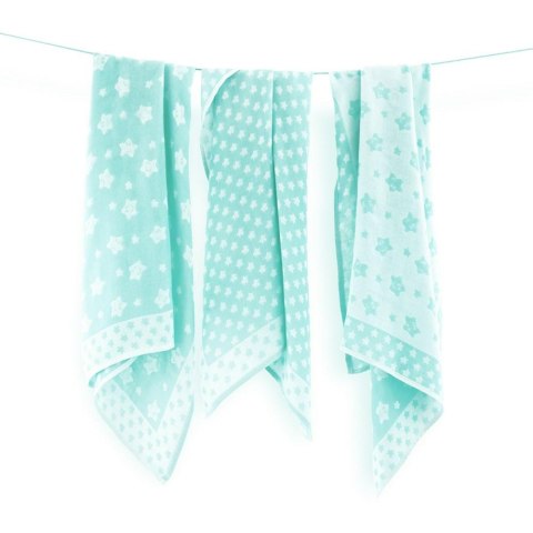Komplet pieluch bambusowych 70x70 3szt Gwiazdki miętowy 8558x2+ 8559 pieluchy bambusowe Komplet pieluch bambusowych 70x70 3szt Gwiazdki miętowy 8558x2+ 8559 pieluchy bambusowe