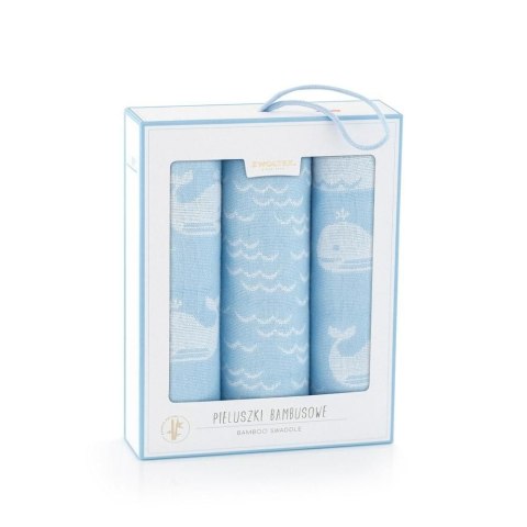 Komplet pieluch bambusowych 70x70 3szt Wielorybki ryby niebieski 8536x2+ 8537 pieluchy bambusowe Komplet pieluch bambusowych 70x70 3szt Wielorybki ryby niebieski 8536x2+ 8537 pieluchy bambusowe