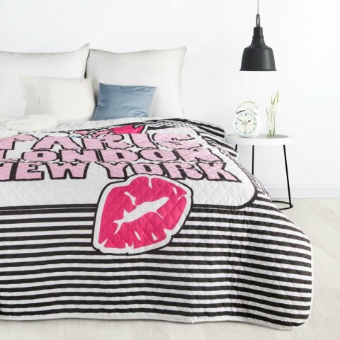 Narzuta dekoracyjna 200x220 Colet Paris London New York młodzieżowa biała różowa czarna pasy Narzuta dekoracyjna 200x220 Colet Paris London New York młodzieżowa biała różowa czarna pasy