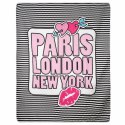 Narzuta dekoracyjna 200x220 Colet Paris London New York młodzieżowa biała różowa czarna pasy Narzuta dekoracyjna 200x220 Colet Paris London New York młodzieżowa biała różowa czarna pasy