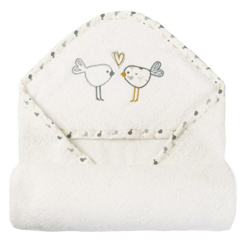 Okrycie kąpielowe niemowlęce 100x100 frotte maxi plus Birds 01 białe ręcznik z kapturkiem Okrycie kąpielowe niemowlęce 100x100 frotte maxi plus Birds 01 białe ręcznik z kapturkiem