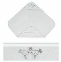 Okrycie kąpielowe niemowlęce 100x100 frotte maxi plus Birds 01 białe ręcznik z kapturkiem Okrycie kąpielowe niemowlęce 100x100 frotte maxi plus Birds 01 białe ręcznik z kapturkiem