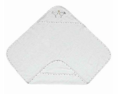 Okrycie kąpielowe niemowlęce 100x100 frotte maxi plus Birds 01 białe ręcznik z kapturkiem Okrycie kąpielowe niemowlęce 100x100 frotte maxi plus Birds 01 białe ręcznik z kapturkiem